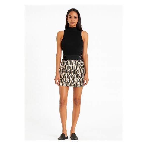Genetic x Liberty Ross SZ 27 Metallic Jacquard Mini Skirt NWT $375 Vogue - Picture 1 of 8